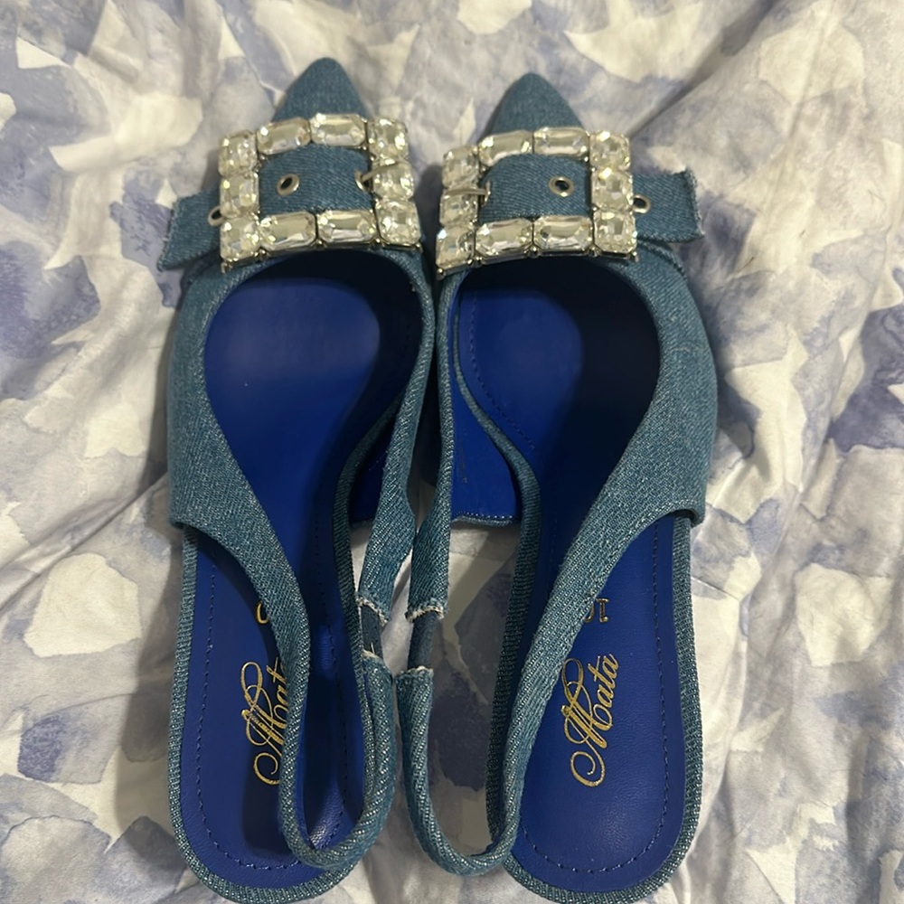 Denim Heels with Buckle